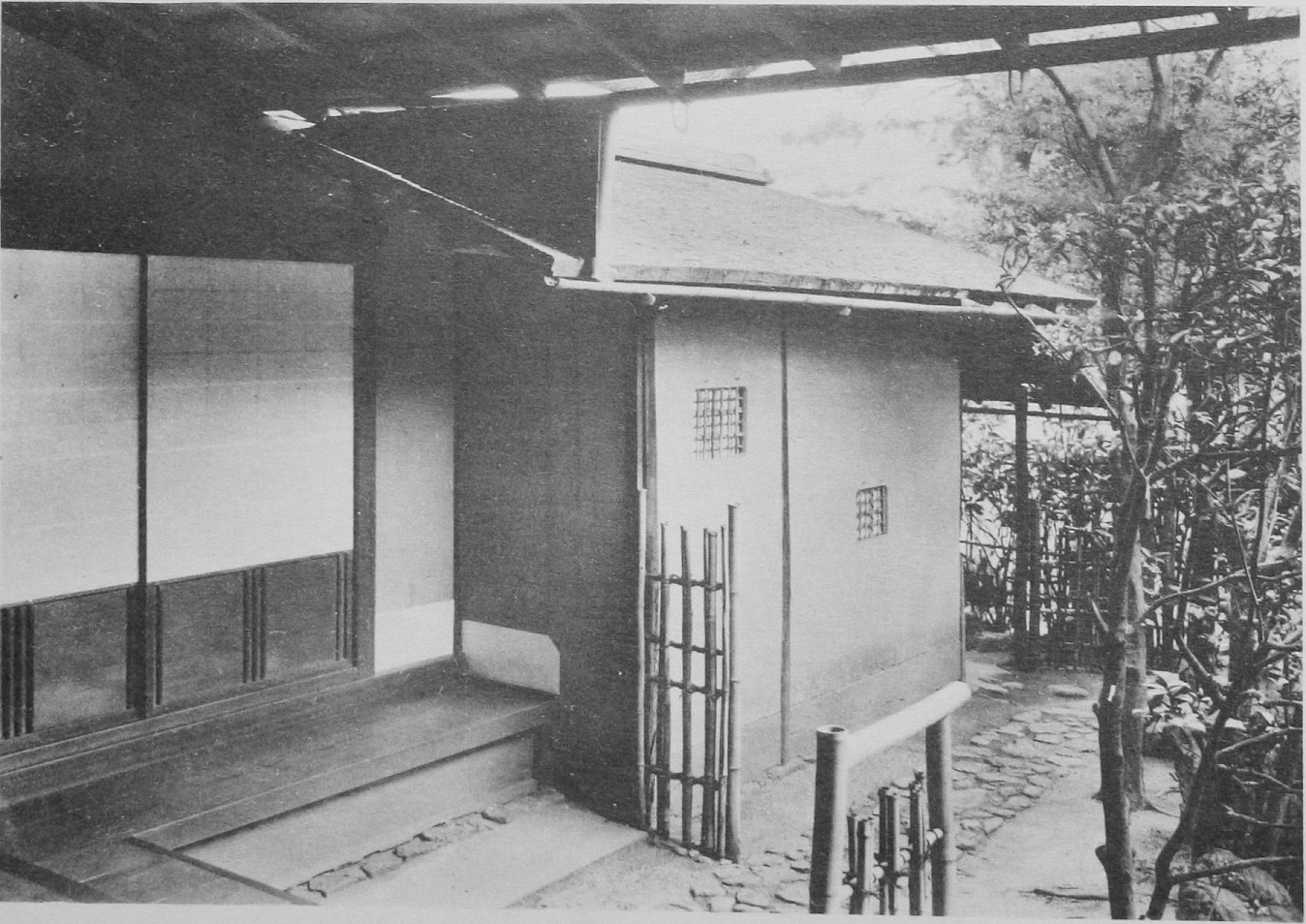Exterior of Taian, the two-tatami tea room attributed to Sen no Rikyu, at Myokian temple in Yamazaki